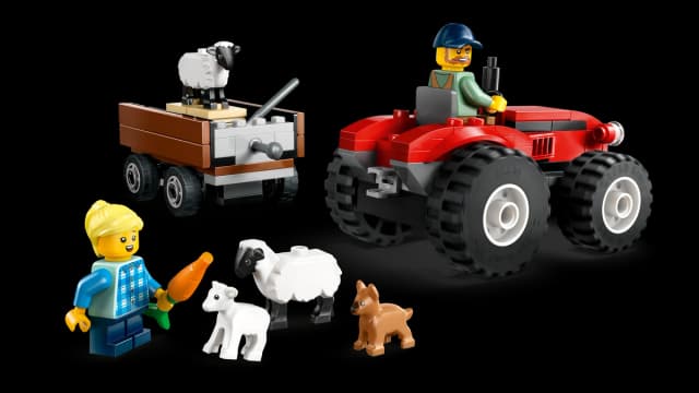 Red Farm Tractor with Trailer & Sheep - Image 2