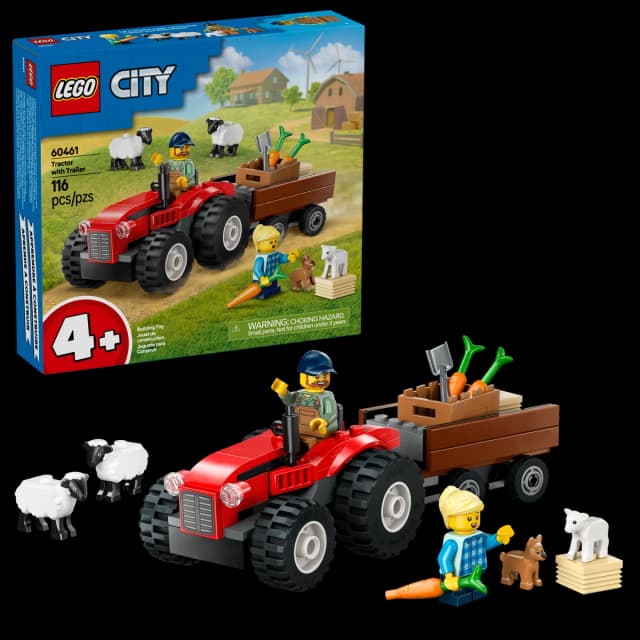 Red Farm Tractor with Trailer & Sheep - Image 7