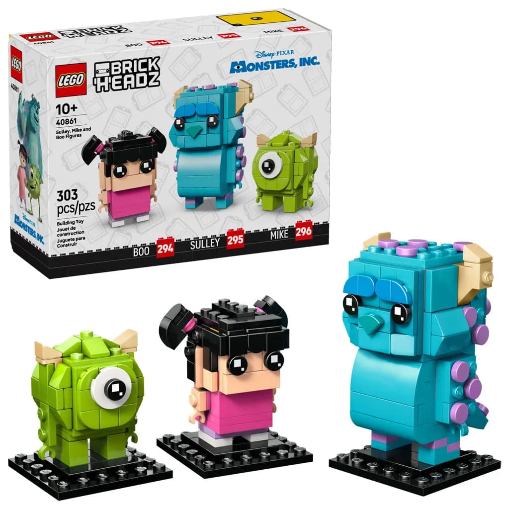 Featured image for article: Monsters Inc. BrickHeadz Set Brings Sulley, Mike and Boo to Your Collection