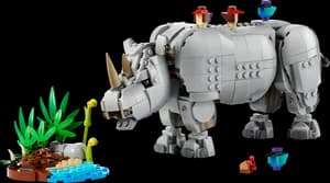 Wild Animals: Majestic Rhino with Birds